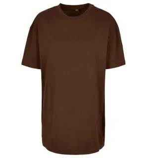 Build Your Brand Dames oversized boyfriend T-shirt in Chocolate Brown, voorkant