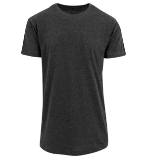 Build Your Brand Lang getailleerd T-shirt in Charcoal, voorkant