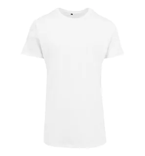 Build Your Brand Lang getailleerd T-shirt in White, voorkant