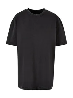 Build Your Brand Dames oversized acid-washed T-shirt in Black, voorkant