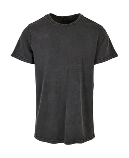 Build Your Brand Acid-washed crew neck T-shirt in Black, voorkant