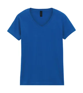 Gildan Dames Softstyle T-shirt met V-hals in Royal, voorkant