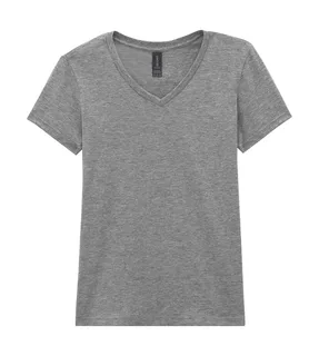 Gildan Dames Softstyle T-shirt met V-hals in Sport Grey, voorkant