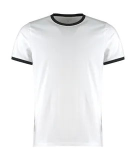 Kustom Kit Ringer T-shirt, fashion fit in White/Black, voorkant