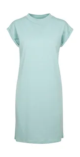 Build Your Brand Women's dress with roll neck and dropped shoulders in Blue Mint, voorkant