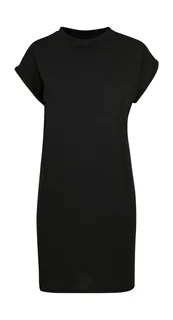 Build Your Brand Women's dress with roll neck and dropped shoulders in Black, voorkant
