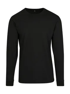 Build Your Brand Longsleeve With Cuffrib in Black, voorkant