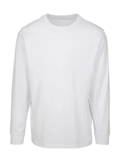 Build Your Brand Longsleeve With Cuffrib in White, voorkant