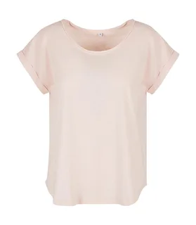 Build Your Brand Women's long slub T-shirt in Pink, voorkant