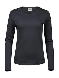 Tee Jays Dames interlock T-shirt met lange mouwen in Dark Grey, voorkant