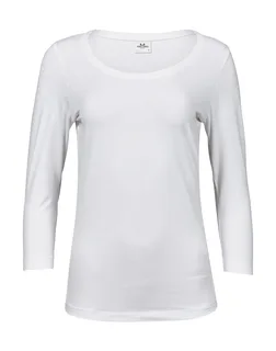 Tee Jays Dames stretch T-shirt met driekwartmouw in White, voorkant