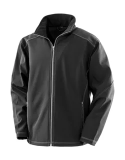 Result Work-Guard Heren softshell met drievoudige stiksels in Black, voorkant