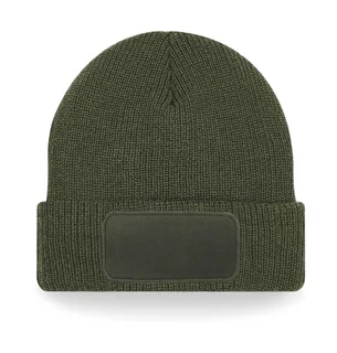 Beechfield Thinsulate™ Patch Beanie in Olive Green, voorkant