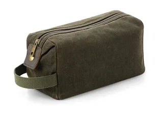 Quadra Heritage toilettas van gewaxt canvas in Olive Green, voorkant