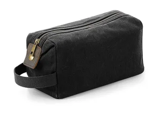 Quadra Heritage toilettas van gewaxt canvas in Black, voorkant