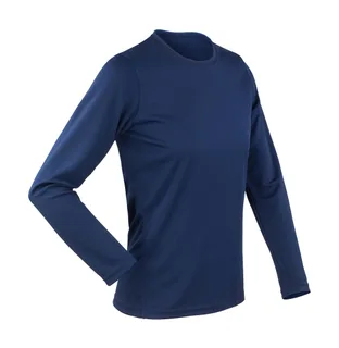 Spiro Dames Performance T-shirt met lange mouwen in Navy, voorkant