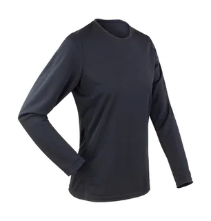 Spiro Dames Performance T-shirt met lange mouwen in Black, voorkant