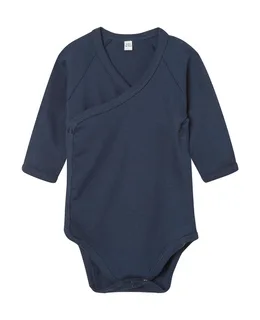 Babybugz Baby long-sleeved kimono bodysuit in Nautical Navy, voorkant