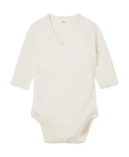 Babybugz Baby long-sleeved kimono bodysuit in Organic Natural, voorkant