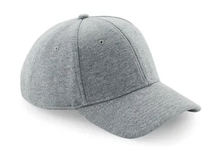 Beechfield Jersey athleisure baseball cap in Heather Grey, voorkant
