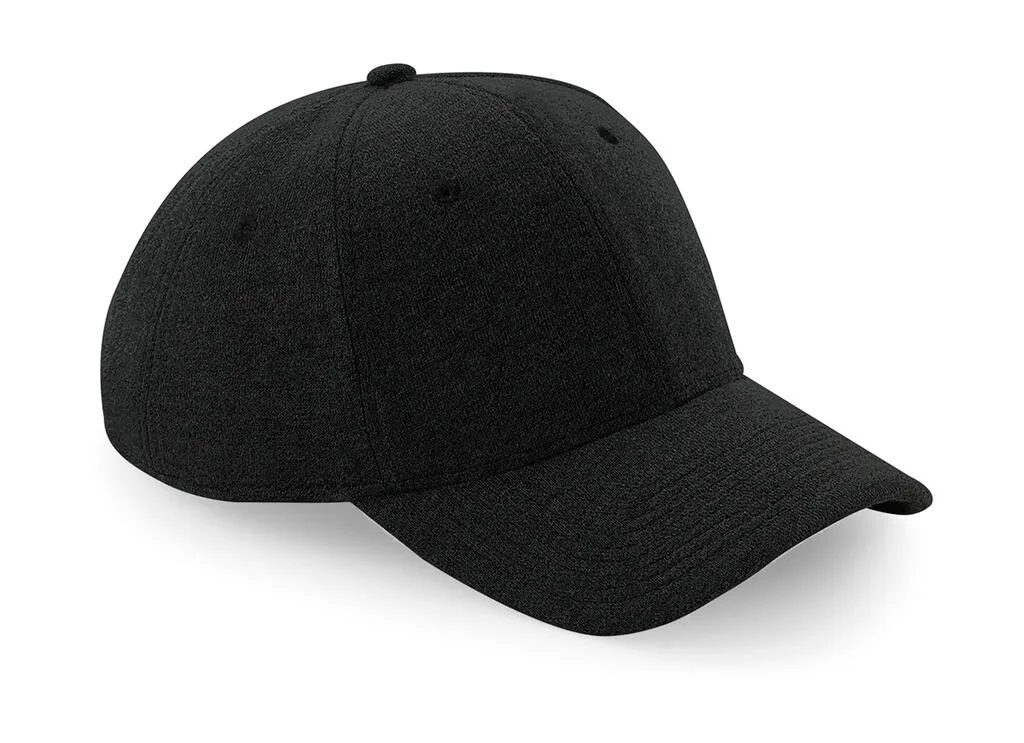 Beechfield Jersey athleisure baseball cap in Black, voorkant – te bedrukken met jouw logo of tekst