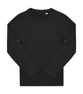 B&C #E150 kinder T-shirt met lange mouwen in Black, voorkant