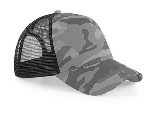 Beechfield Camo Snapback Trucker in Arctic Camo, voorkant