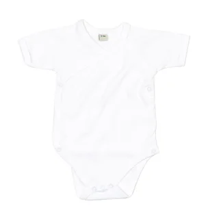 Babybugz Baby Kimono Bodysuit in White, voorkant