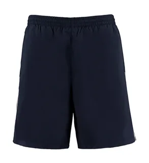 Kustom Kit Classic Fit Track Short in Navy/White, voorkant
