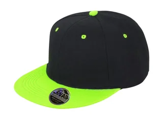 Result Headwear Bronx tweekleurige pet met platte klep in Black/Lime, voorkant