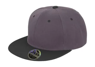Result Headwear Bronx tweekleurige pet met platte klep in Heather Grey/Black, voorkant