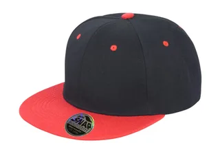 Result Headwear Bronx tweekleurige pet met platte klep in Black/Red, voorkant