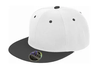 Result Headwear Bronx tweekleurige pet met platte klep in White/Black, voorkant