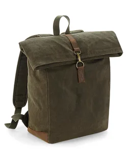 Quadra Heritage rugzak van gewaxt canvas in Olive Green, voorkant