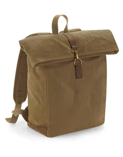 Quadra Heritage rugzak van gewaxt canvas in Desert Sand, voorkant