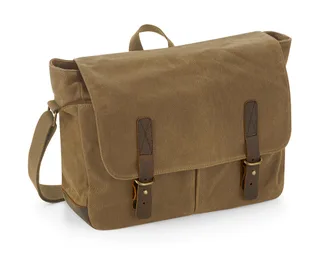 Quadra Heritage Waxed Canvas Messenger in Desert Sand, voorkant