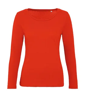 B&C Inspire dames T-shirt met lange mouwen, biologisch katoen in Fire Red, voorkant