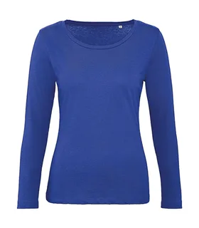 B&C Inspire dames T-shirt met lange mouwen, biologisch katoen in Cobalt Blue, voorkant
