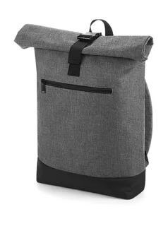 Bagbase Roll-top backpack in Grey Marl/Black, voorkant