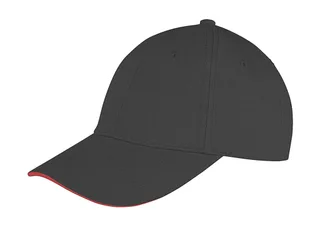 Result Headwear Memphis low-profile cap with sandwich peak in Black/Red, voorkant