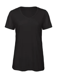 B&C Women's Triblend V-neck T-shirt in Black, voorkant