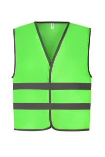 Yoko Kinder fluohesje met reflecterende bies in Lime, voorkant