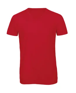 B&C Triblend T-shirt met V-hals in Red, voorkant