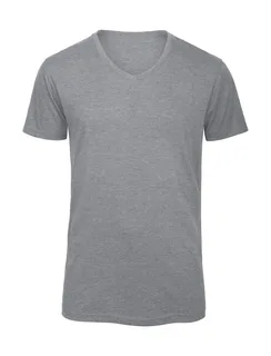 B&C Triblend T-shirt met V-hals in Heather Light Grey, voorkant