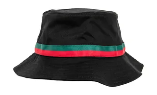 Flexfit Gestreepte vissershoed in Black/Firered/Green, voorkant