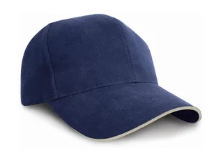 Result Headwear Pet van geborsteld katoen met sandwichklep in Navy/Natural, voorkant
