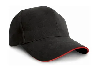 Result Headwear Pet van geborsteld katoen met sandwichklep in Black/Red, voorkant