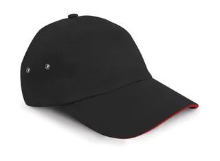 Result Headwear Pluche pet met sandwichklep in Black/Red, voorkant