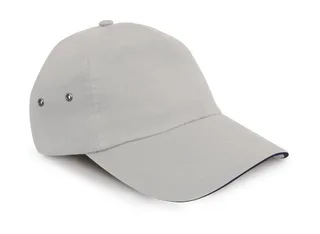 Result Headwear Pluche pet met sandwichklep in Putty/Navy, voorkant