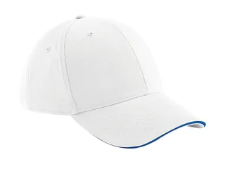 Beechfield Pet Athleisure met 6 panelen in White/Bright Royal, voorkant